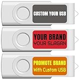 Custom USB Flash Drive 8GB 100 Pack Customized USB Thumb Drive with Swivel Clip Customizable USB Drive Logo Print FEWINA Branding with Personalized USB Stick (100 Pack,White)