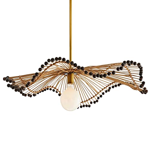 Chandelier, Creative Lamp Shade Japanese Style Pendant Light Bamboo Wicker Rattan Rustic Dining Room Chandelier E27 Ceiling Light Classic Creative Pendant Lamp for Living Bedroom Cafe Rattan Art Pend