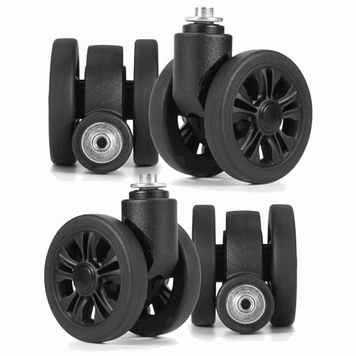 Zoofen Luggage Wheels Replacement 4 pcs Suitcase Replacement Wheels Wear-Resistant Spinner Wheels for Most Suitcase Repair（ZLN-2，Black