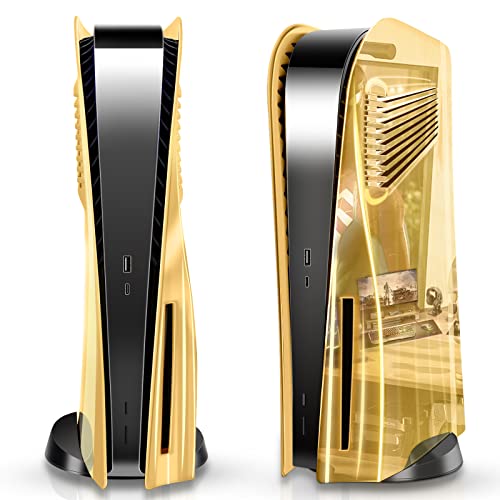 SIKEMAY PS5 Cover Plates for PlayStation 5 Console Disc Edition, PS5 Accessories Face Plates Side Shell with Cooling Fan Vents, Hard Shockproof Protective Custom Dust Skin Covers Case (Plating Gold)