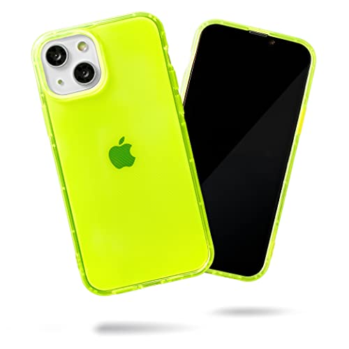 SteepLab Neon Highlighter Case for iPhone, The Grippy Jelly Case w/Protective Air Pockets (Conspicuous Neon Yellow, iPhone 15)