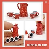 Kisangel 5pcs Dollhouse Miniature Teapot Tea Kettle Tea Cup Model Doll House Decoration Pretend Play Tea Set Food Ornament Accessories