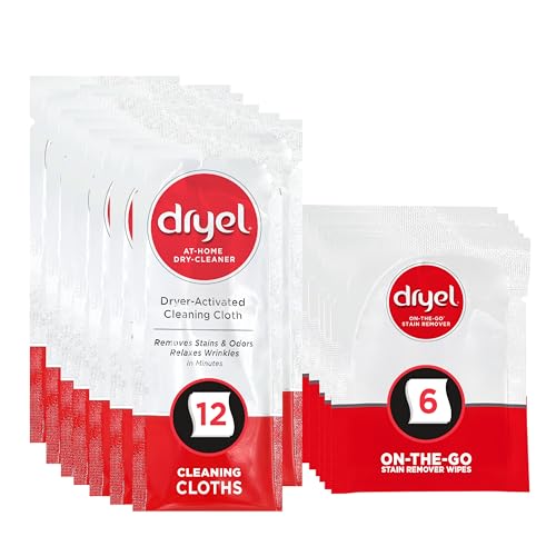 dryel At-Home Dry Cleaner Refill, New and Improved, Gentle Laundry Care for Special Fabrics and Dry-Clean-Only Clothes, 12 Loads with On-the-Go Stain Remover