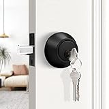 Probrico Double Cylinder Deadbolts Flat Black with Different Keys, Keyway Keys Handleset, 3 Keys Interior& Exterior Door Hardware (for Entrance Lock and Front Gate), 2 Pack