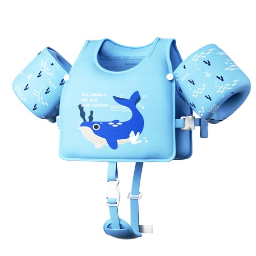 Toddler Swim Vest, Toddler Floaties Fit 20-66LBS, Swim Vest for Toddlers Learning to Swim, Puddle Kids Jumper with Adjustable Strap, Swim Jacket Arm Floaties for Baby Boys Girls 1-7 Years Old
