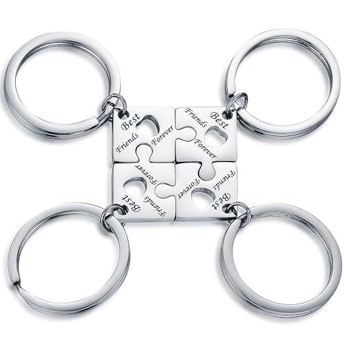 Yonhon 4 BFF Best Friend Keychain Puzzle Friendship Keychain for 4