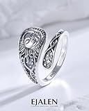 EJALEN S925-Sterling-Silver Sun and Moon Spoon Ring - Vintage Boho Adjustable Thumb Rings Oxidized Wrap Ring Victorian Style Antique Jewelry Gifts for Women（Sun and Moon Ring）