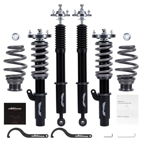 maXpeedingrods Racing Coilover for BMW E46 316i 318d 320i, 323i 325i 328i 330i 1998-2006, 24 Levels Damping Adjustable Coilovers Suspension Kit, Height Adjustable Lowering Kit, T7 Racing Black