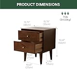 Vadisun 100% Solid Wood Nightstand Set of 2, Wooden Nightstand, Small Nightstand with 2 Drawers, Mid Century Modern Nightstand, Walnut Nightstand, Oak Bedside Table for Bedroom(19.69" H)