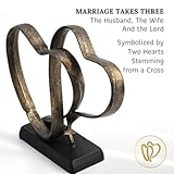 DCAPILLA Wedding Anniversary Couples Gift - Two Hearts and Cross Iron Sculpture, Heart Decoration Gift for Her and Him, 1st to 50th or 60th Anniversary, Includes Present Box and Poem Card