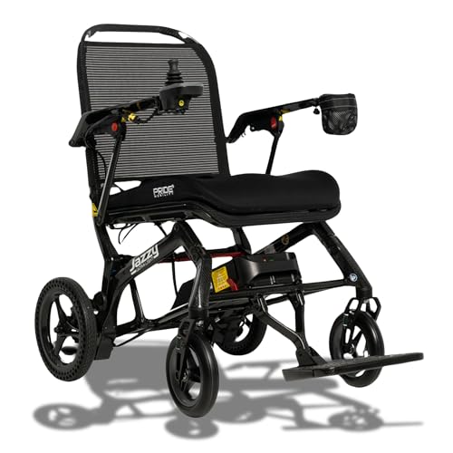Pride Mobility Jazzy Ultra Light Folding Travel Power Chair - 300 lbs Capacity, 3.69 mph, Lightweight Foldable Electric Wheelchair for Travel Seniors, Adults – 10Ah Airline-Approved Battery (Black)