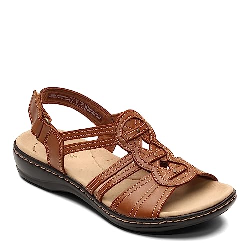 Clarks womens Leisa Janna Sandal, Tan Leather, 10 Wide US