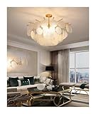 Light Chandelier, Modern Minimalist Light Luxury Living Room Chandelier Bedroom Dining Kitchen Chandelier - LED Glossy Glass Lamps(Frosted,Medium)