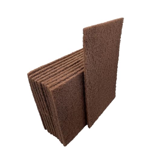 VSM 10-Pack: 6" x 9", Tan - Coarse, Non-Woven Hand Pad, Aluminum Oxide Grains, Rust and Oxidation Resistant, Multipurpose Abrasive Scrub Pad for Finishing and Cleaning