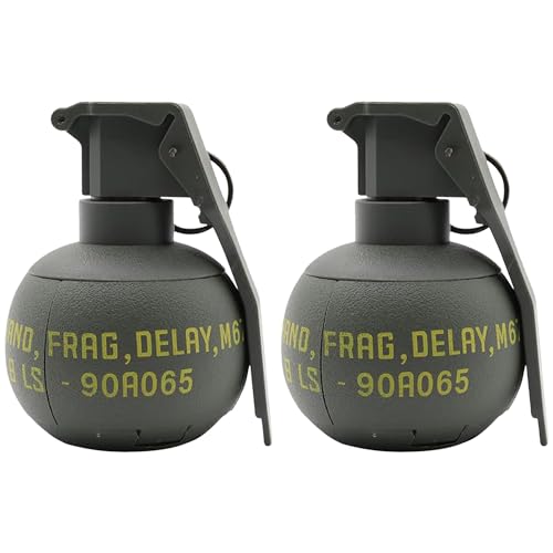 Disratw M67 Airsoft Grenade Toys 2Pcs Tactical Grenades Plastic CS Battle Game Toy with Pull Ring for Age 14+ (Green)