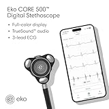 Eko CORE 500™ Digital Stethoscope — 40x Amplification, Active Noise Cancellation, 3-Lead ECG, FDA-Cleared AI, Full-Color Display, FSA/HSA Eligible — Silver, COR501