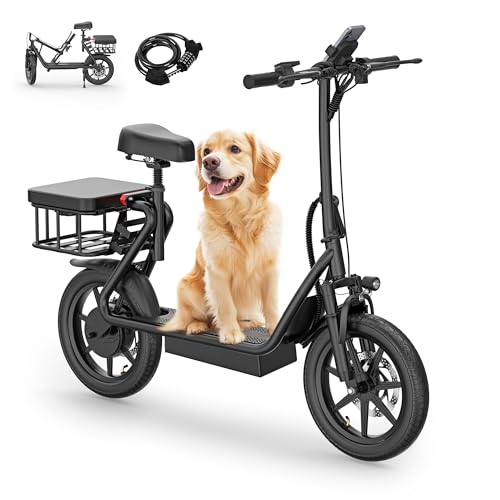 NAVIC T1 Electric Scooter with Seat,Electric Scooter Adults,750W Powerful Motor,27Mile Range,Speed up to 22mph,Foldable e Scooter with Back Basket,Lock
