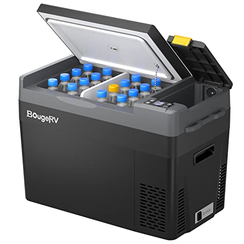 BougeRV 12 Volt Refrigerator, CRPRO 30 Quart 12V Car Fridge, Portable Freezer (-8℉~50℉), Compressor Electric Cooler with 12V/24 DC, 110-240 AC for Outdoor Camping Overlanding Truck RV SUV Van