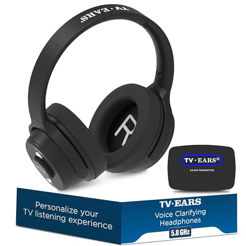 TV · EARS 5.8 GHz Wireless Headphones System for TV, Voice Clarifying for Listening & Watching Experience with Rechargeable Batteries, Adjustable Sound, Works with most TV Brands, Range up to 100 Feet