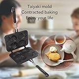 Taiyaki Fish Shape Pancake Pan,Non Stick Taiyaki Double Cake Maker with 4 Trays Waffle Baking Pan for Breakfast Pancake Plett Taiyaki Baking Compatible with Electric,Gas