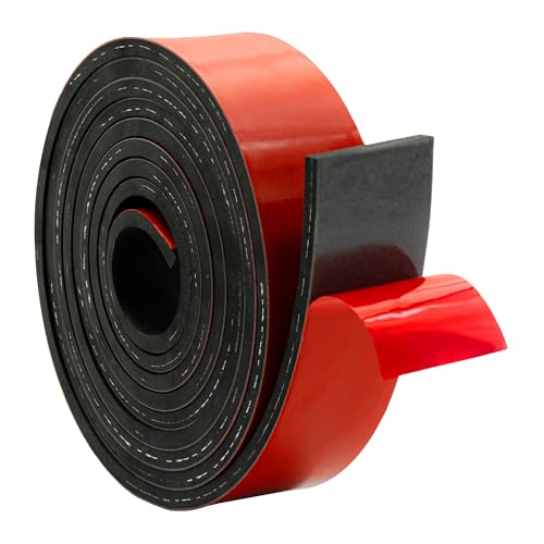 DOBTIM Adhesive Reinforced Solid Rubber Sheets, Rolls & Strips Cloth Inserted 1/4 (.250)" Thick X 2" Wide X 10' Long, Neoprene Rubber Strips Tensile-Resistant Tougher Projects