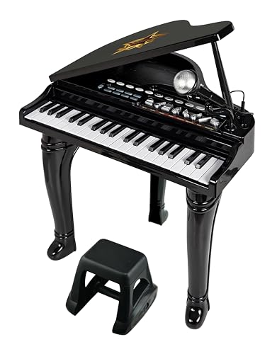 winfun Symphonic Grand Piano Set for Kids 3+ Years 37 Keys 15 Demo Songs 8 Instruments & Rhythms Record & Playback Detachable Microphone Concert Stool Educational Music Toy