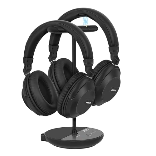 SIMOLIO 737D Plus Wireless Headphones for TV Watching with Cinema and Clear Dialog Modes, Volume Boosted Dual Headphones Bluetooth for Seniors, No Delay, TV & Bluetooth Mode, 164FT/50M