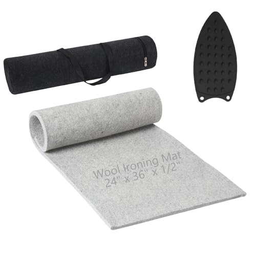 Wool Pressing Mat for Quilting, 24" X 36" Portable Wool Ironing Mat 100% Felted Wool Iron Board for Quilters, Great for Quilting & Sewing Projects