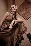 Scarlet Darkness Medieval Renaissance Costume Drawstring Lace Up Ruffle Hem Steampunk Dress Brown 2XL