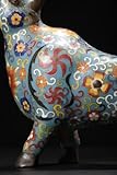 Lanxingongyipin 11" Tibetan Temple Collection Old Bronze Cloisonn Enamel Lotus Pattern Struggling Bull Cow Statue Cattle Amass Wealth Ornaments