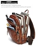 LANNSYNE Vintage Genuine Leather Sling Bag For Men, Crossbody Chest Daypack fits 10.5" iPad