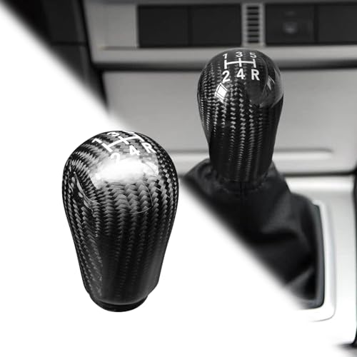 nuoozy Carbon Fiber Gear Shift Knob Cover Compatible with Ford Focus Mustang Mondeo MK3 S-MAX C-MAX Galaxy Transit Fiesta MK6, 5 Speed Manual Shifter Lever Knob Modified Replacement Parts Black