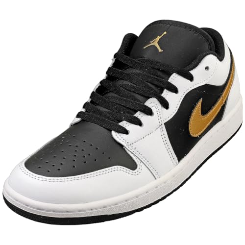 Jordan Men's 1 Low White/Metallic Gold-Black (553558 172) - 11.5, 553558-172