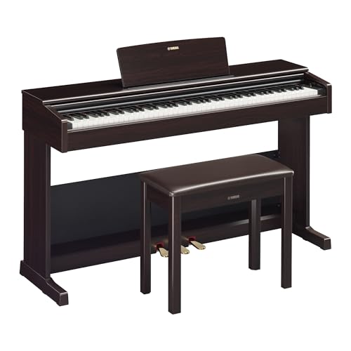 Yamaha Arius, 88-Key Weighted Action Digital Beginner and Intermediate Players, Dynamic Response, Grand Piano Sound, 3-Pedal Unit, Upright Design, Bench Included, Dark Rosewood (YDP105R)