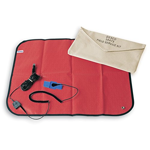 DESCO ASK-30474 16475 Red Vinyl Laminated Dissipate Field Service Kit with Pouch, 22" Length x 18" Width, 15' Cord Length