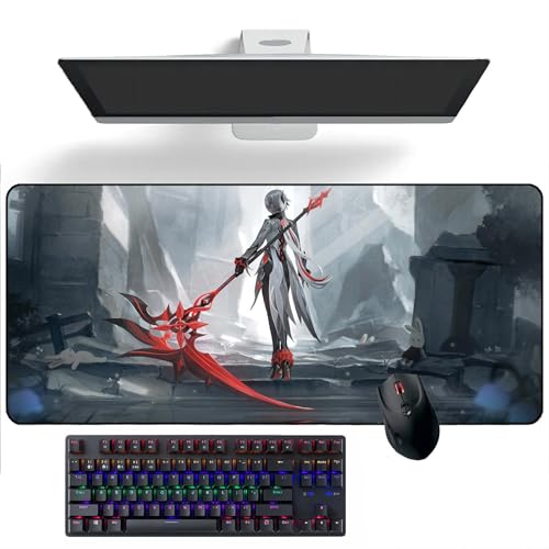 ZEKYGPP Anime Mouse pad Arlecchino Anime Desk Mat Keyboard Mat Large Mouse Pads Rubber Mouse Mats, 300mm*700mm*3mm