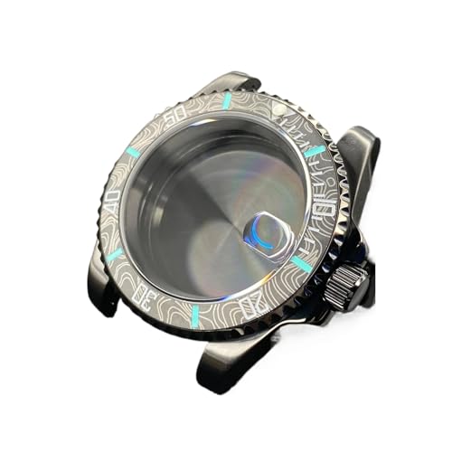 TREWFGH NH35 40mm Black Watch Case With Sapphire Crystal 120 Click Compatible With NH34/NH35/NH36 Movements Water-Resistant 28.5mm Dial(SUB 13 Ceramic Bezel,Glass back cover)