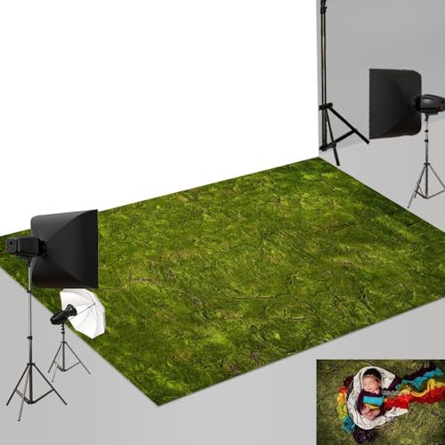 Kate Photography Floor Mats Green Gress Floor Backdrop for Newborn Photography Props Rubber Flooring Mat for Photo Studio Background 8X5ft