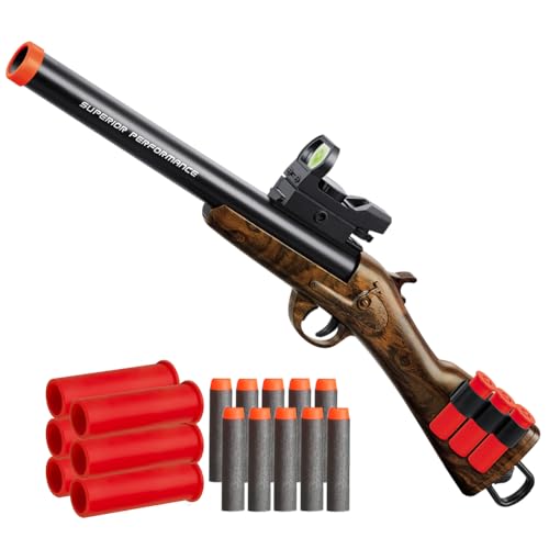 Safe Toy Double Barrel Gun for Boy with Ejecting Shell Soft Bullets,Realistic Model Shotgun Toys Foam Blaster Play Gun Toy with Soft Bullet Look Real Hunting Action for Children (MINIGUN)