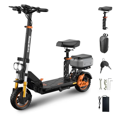 Electric Scooter Adults, 50 Miles Long Range, 35 MPH Top Speed, 1600W Motor, 48V 20.8AH Battery, 11" Off-Road Tires Folding E Scooter for Adults and Teens, Fast Kick Scooter with Seat for Commuting