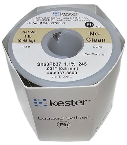 Kester 24-6337-8800 50 Activated Rosin Cored Wire Solder Roll, 245 No-Clean, 63/37 Alloy, 0.031" Diameter
