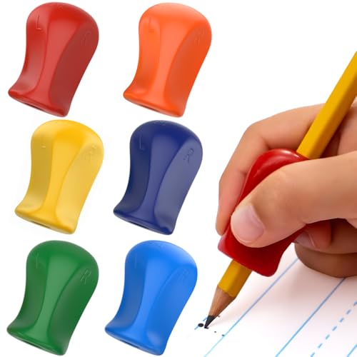 The Pencil Grip Original Pencil Grippers 6 Pcs, Improves Kids Handwriting, Ergonomic Pen Holder for Righties & Lefties, Ideal for Kids, Toddlers, Adults, Writing Tool with Finger Cushion