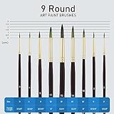 Falling in Art 9 PCS Round Paint Brushes Set, Professional Nylon Paint Brushes, Long Handle Artist Brush for Watercolor, Acrylic, and Oil Painting