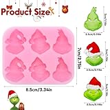 2 Pcs Christmas Chocolate Mold 3D Santa Claus Green Monster Designs DIY Pink Silicone Baking Molds Xmas Theme Food Grade Chocolate Candy Cake Moulds Homemade Cute Chocolate Mold for Christmas Gift