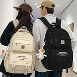 WanMaoTai Cute Aesthetic Backpack Y2K Supplies Laptop Bag Travel Bookbag Large Capacity Japanese Style (Khaki)