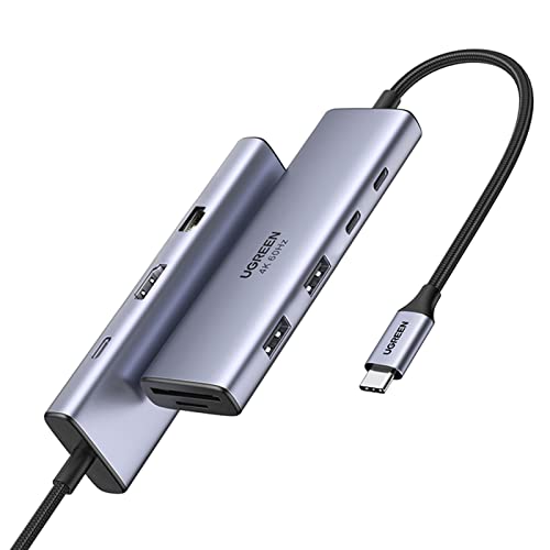 UGREEN Revodok 9 in 1 USB C Hub Gigabit Ethernet Adapter 4K@60Hz HDMI, 100W PD Charging,USB A&C Data Ports, SD/TF Card Reader, Compatible with Mac M1, M2, M3, iPad, iPhone 16 Pro/Pro Max, Steam Deck