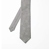 Ambesonne Necktie, Modern Geometric Streaks, 3.7", Dark Grey and Eggshell