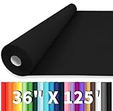 Vanhench 36"x1500" (125') Black Wrapping Paper, Solid Color Kraft Paper Roll for Bulletin Board Poster Construction, Art Crafts, Birthday, Flower Bouquet, Gift Wrapping Paper 80GSM 55LB