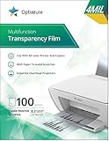 Optiazure Transparency Film, Overhead Projector Film for Laser Jet Printer and Copier, Letter Size 100Pack Sheets, Office and School Supplies