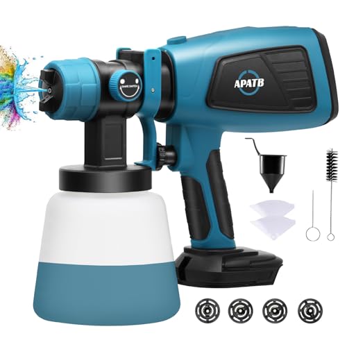 Cordless Paint Sprayer for Makita 18v LXT Battery, HVLP Spray Paint Gun with Brushless Motor and 4 Copper Nozzles & 3 Spray Patterns (Battery Not Included)
